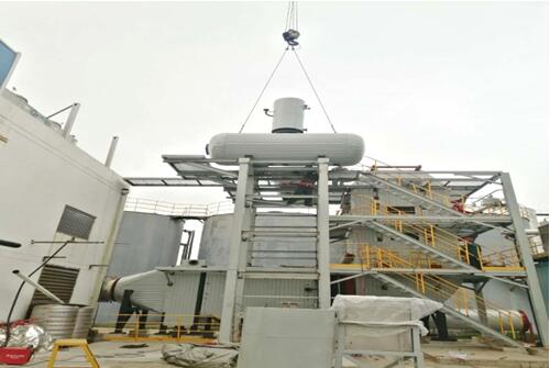 余熱鍋爐平臺扶梯安裝現場