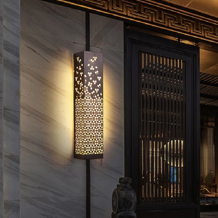 新款特色古韻典雅雕花不銹鋼制小區(qū)花園別墅庭院景觀照明LED壁燈