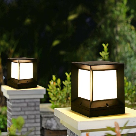 led壓鑄鋁方形柱頭燈太陽能市電小區(qū)公園圍墻庭院草坪燈批發(fā)